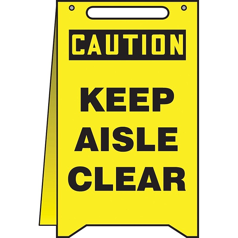 Accuform Slip-Gard CAUTION KEEP AISLE CLEAR Fold-Ups, Black/Yellow, 20"H x 12"W (PFR623) image 1