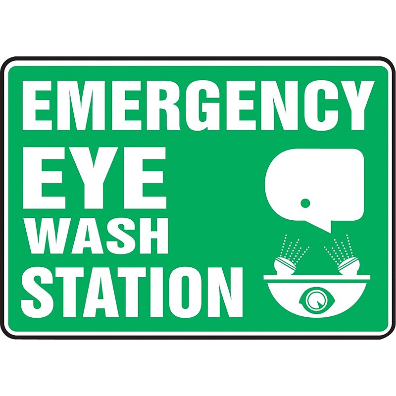 Accuform Safety Sign, EMERGENCY EYE WASH STATION, 10" x 14", Aluminum (MFSD544VA) image 1