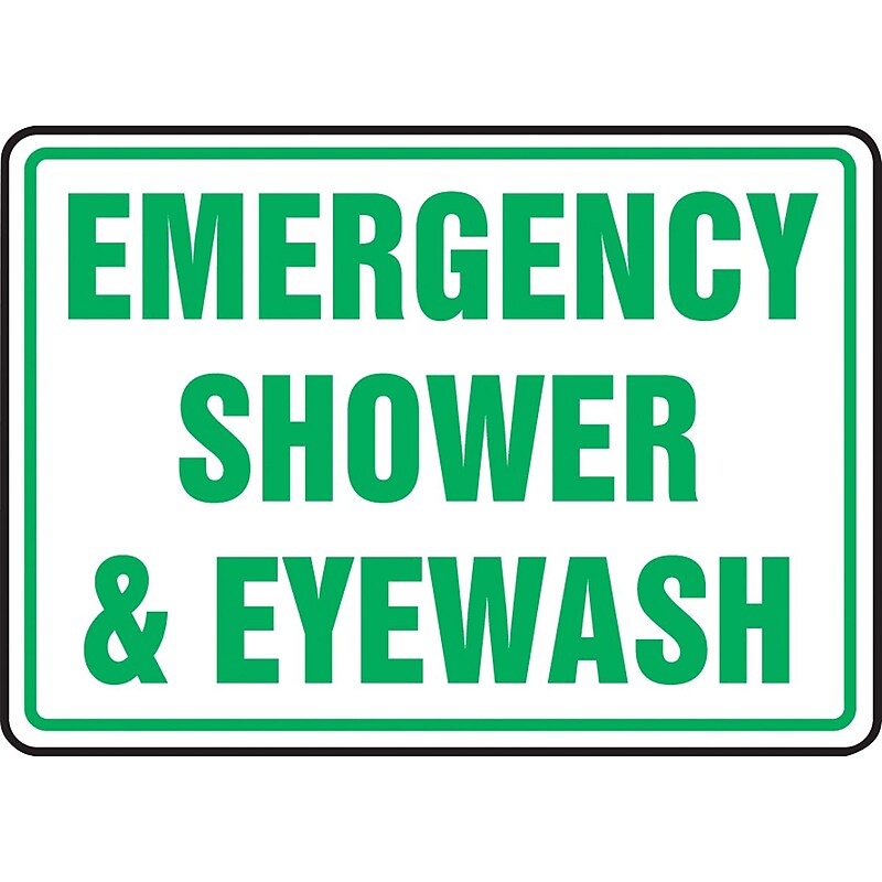 Accuform Safety Sign, EMERGENCY SHOWER & EYEWASH, 10" x 14", Plastic (MFSD542VP) image 1