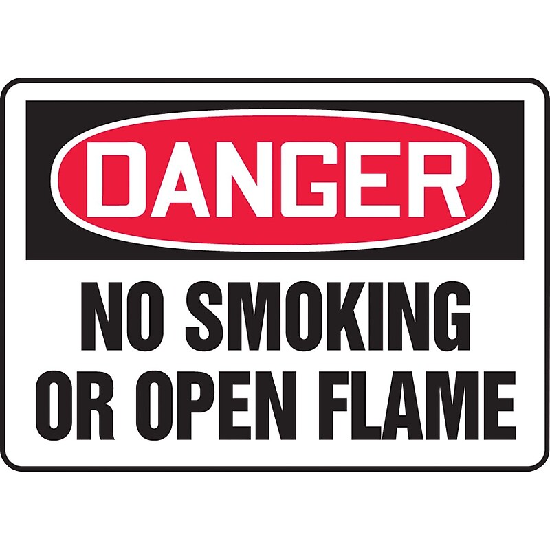 Accuform Safety Sign, DANGER NO SMOKING OR OPEN FLAME, 7" x 10", Aluminum (MSMK120VA) image 1