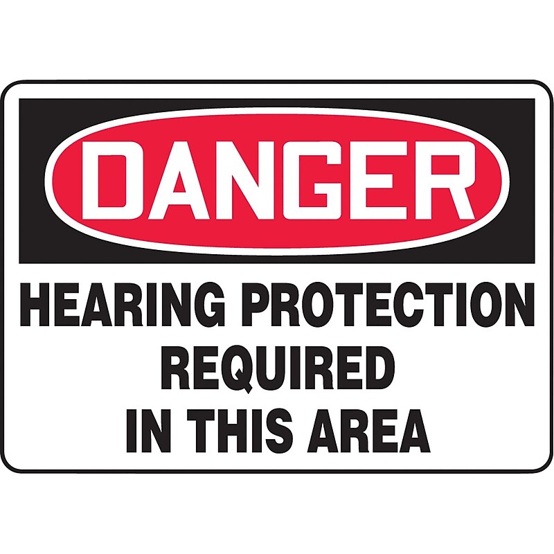 Accuform Safety Sign, DANGER HEARING PROTECTION REQUIRED IN THIS AREA, 10" x 14", Aluminum (MPPE218VA) image 1