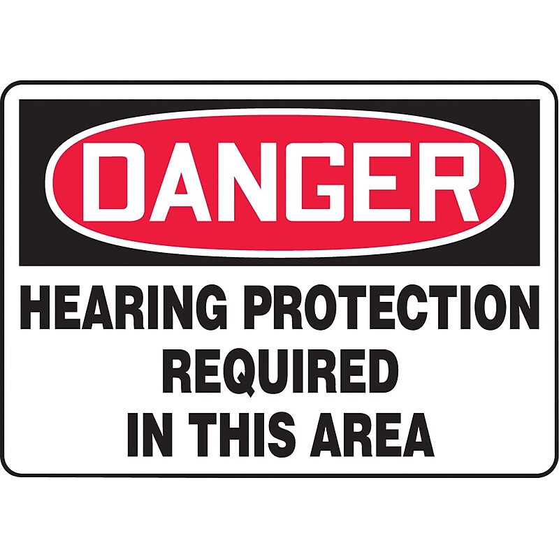 Accuform Safety Sign, DANGER HEARING PROTECTION REQUIRED IN THIS AREA, 7" x 10", Plastic. (MPPE219VP) image 1