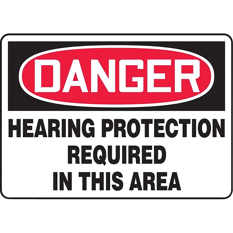 Accuform Safety Sign, DANGER HEARING PROTECTION REQUIRED IN THIS AREA, 7" x 10", Aluminum (MPPE219VA) image 1