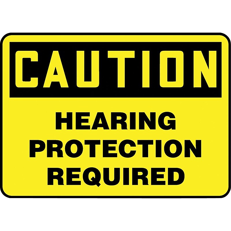 Accuform Safety Sign, CAUTION HEARING PROTECTION REQUIRED, 7" x 10", Plastic (MPPE792VP) image 1