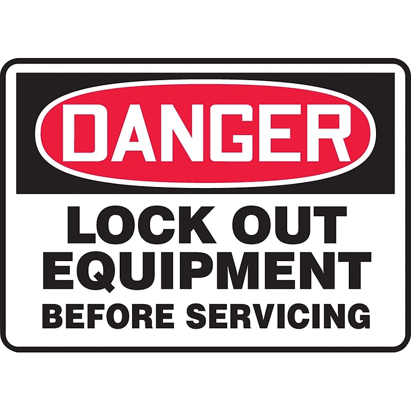 Accuform Safety Sign, DANGER LOCK OUT EQUIPMENT BEFORE SERVICING, 7" x 10", Plastic (MLKT007VP) image 1