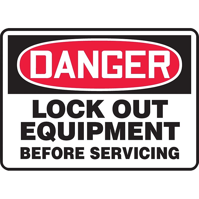 Accuform Safety Sign, DANGER LOCK OUT EQUIPMENT BEFORE SERVICING, 7" x 10", Aluminum (MLKT007VA) image 1