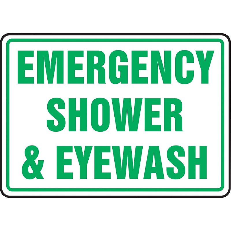 Accuform Safety Sign, EMERGENCY SHOWER & EYEWASH, 10" x 14", Aluminum (MFSD542VA) image 1