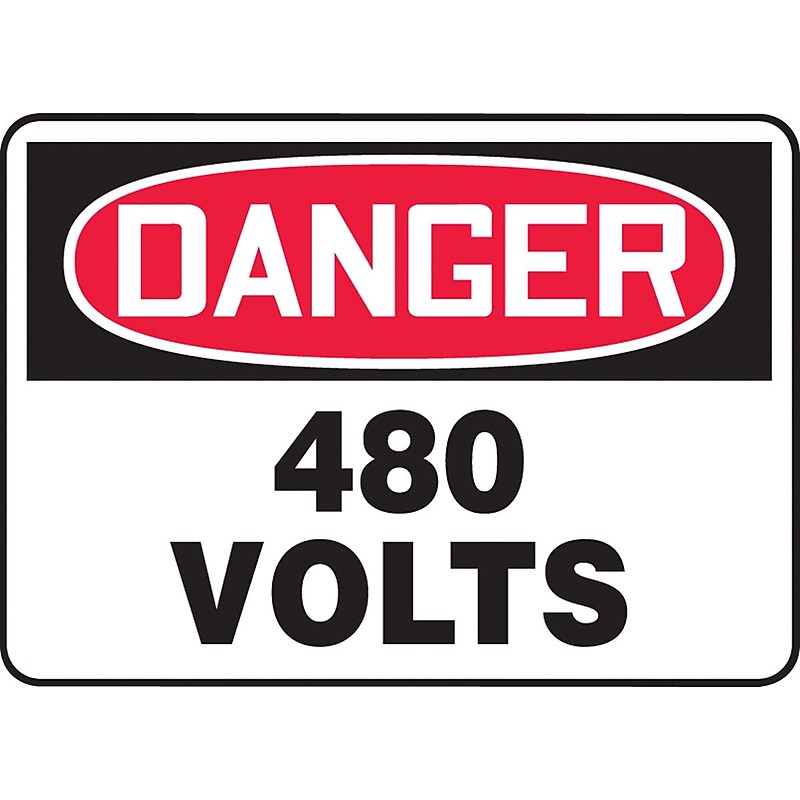 Accuform Safety Sign, DANGER 480 VOLTS, 7" x 10", Aluminum (MELC058VA) image 1