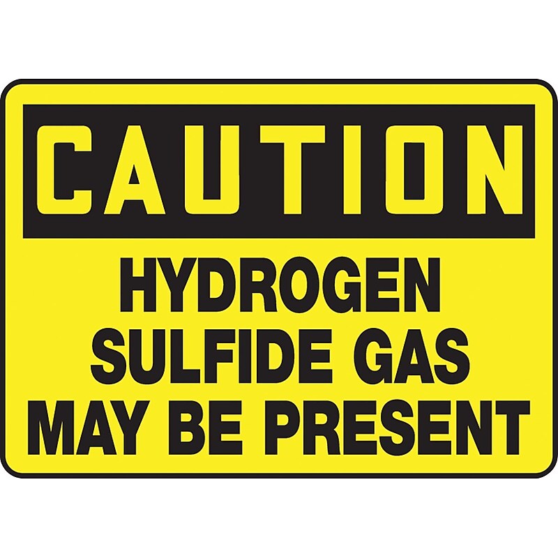 Accuform Safety Sign, CAUTION HYDROGEN SULFIDE GAS MAY BE PRESENT, 10" x 14", Plastic (MCHL613VP) image 1