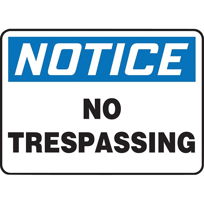 Accuform Safety Sign, NOTICE NO TRESPASSING, 10" x 14", Aluminum (MATR806VA) image 1