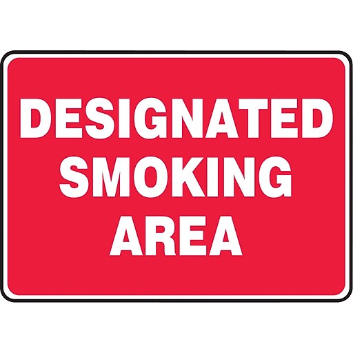 Accuform Safety Sign, Designated Smoking Area, 7" X 10", Adhesive Vinyl