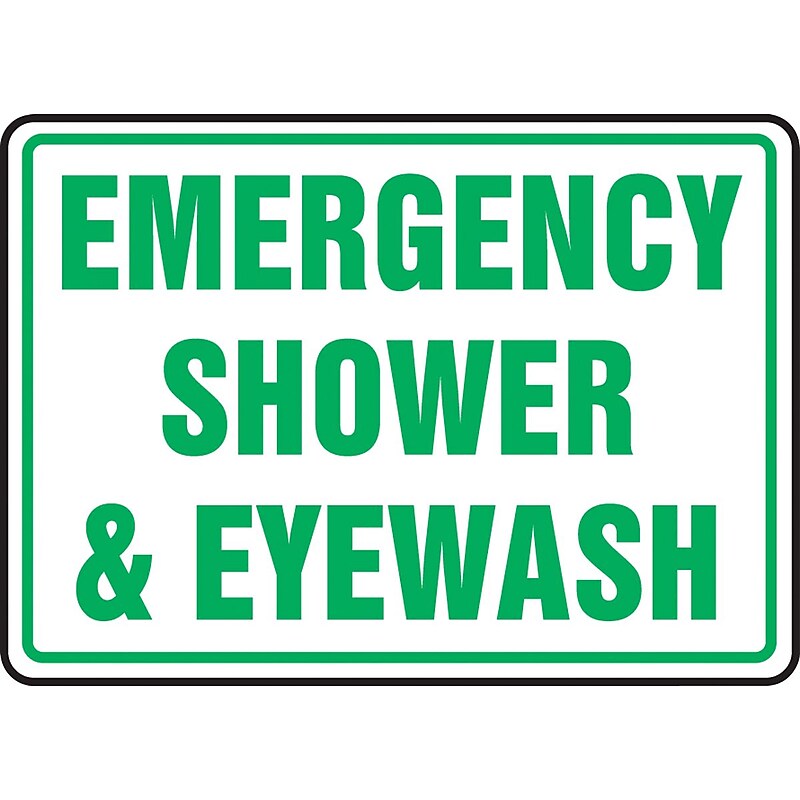 Accuform Safety Sign, Emergency Shower & Eyewash, 10" X 14", Adhesive Vinyl (MFSD542VS) image 1