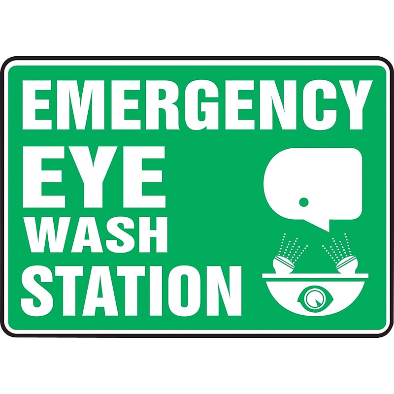 Accuform Safety Sign, Emergency Eye Wash Station, 10" X 14", Adhesive Vinyl (MFSD544VS) image 1