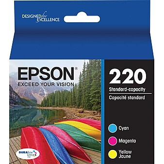 Epson T220 Cyan/Magenta/Yellow Standard Yield Ink Cartridge, 3/Pack (T220520-S)