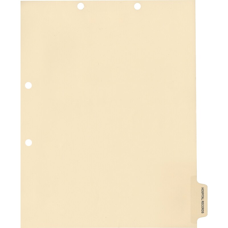 Medical Arts Press® Position 6 Colored Side-Tab Chart Dividers, Hospital Records, Clear image 1