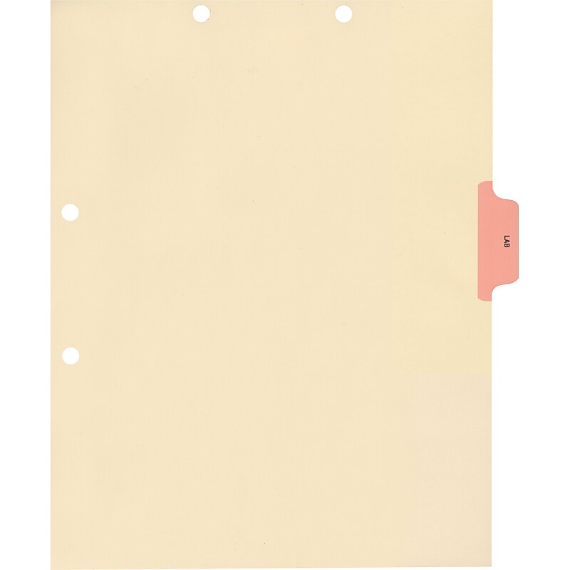 Medical Arts Press® Position 3 Colored Side-Tab Chart Dividers, Lab, Pink image 1