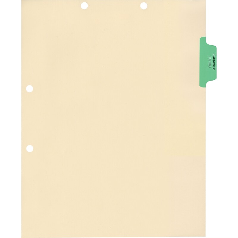 Medical Arts Press® Position 2 Colored Side-Tab Chart Dividers, Diagnostic Testing, Lt. Green image 1