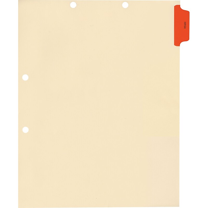 Medical Arts Press® Position 1 Colored Side-Tab Chart Dividers, HIPAA, Red image 1