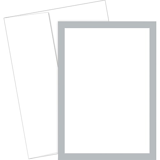 Great Papers® Metallic Silver Border Flat Card Invitation and Envelopes