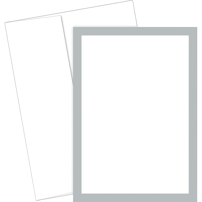 Great Papers® Metallic Silver Border Flat Card Invitation and Envelopes, 20/Pack image 1