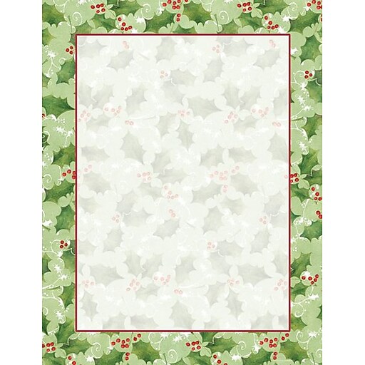 Great Papers! Holiday Stationery Jolly Holly, 80/Pack (2011610) Staples