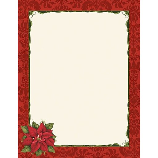 Great Papers® Holiday Stationery Poinsettia Damask, 80/Count (2011870