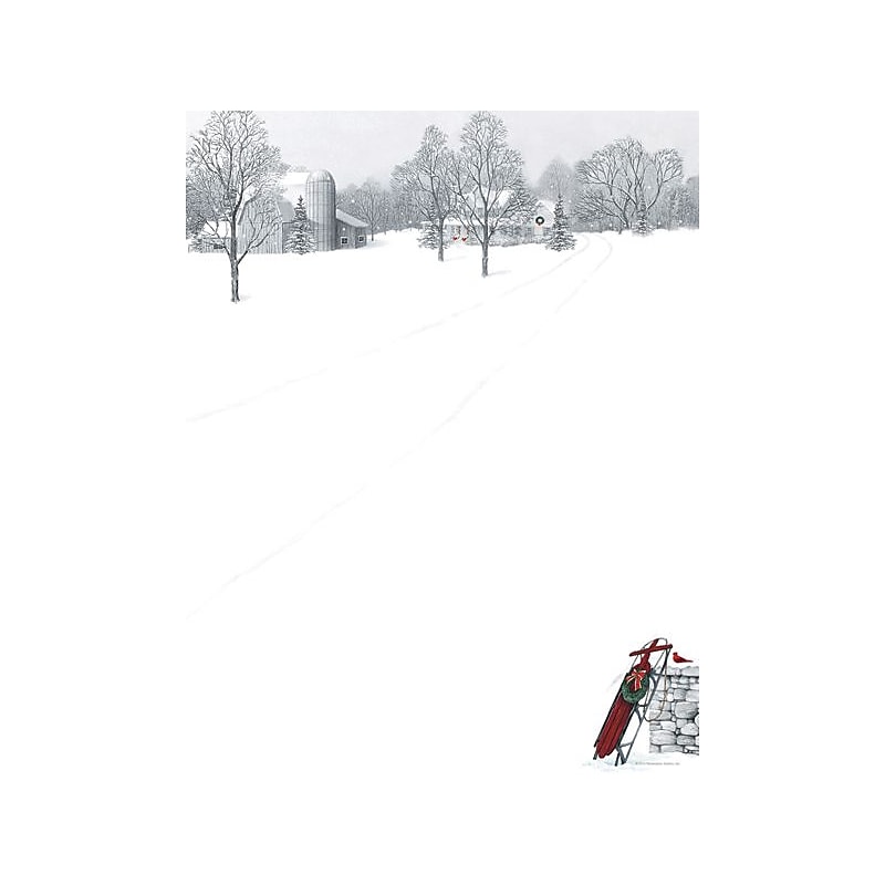 Great Papers Holiday Stationery Winter Scene & Sled, 80/Count (2011872) image 1