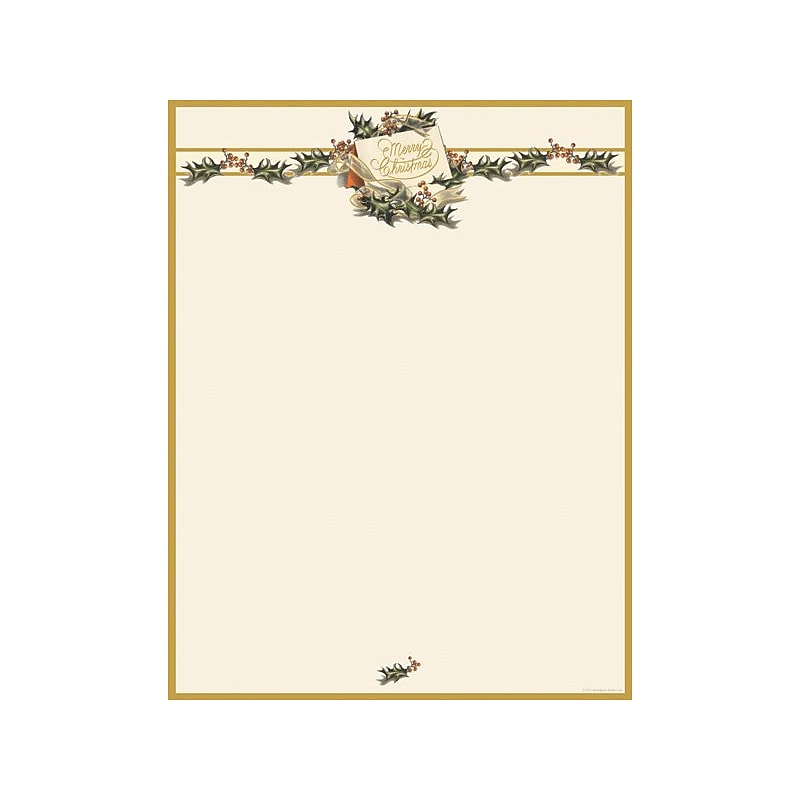 Great Papers Holiday Stationery Vintage Christmas Holly, 80/Pack (2011872) image 1
