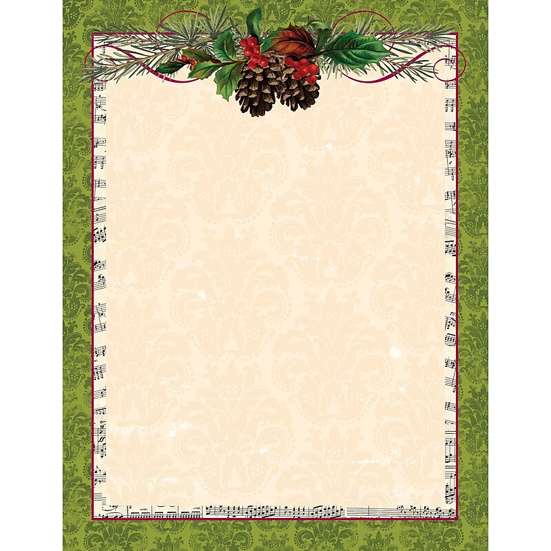 Great Papers® Pinecone Garland Letterhead, 80/Pack (2014042) image 1