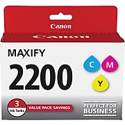 Canon PGI-2200 Cyan/Magenta/Yellow Standard Yield Ink Cartridge, 3/Pack (9304B005)