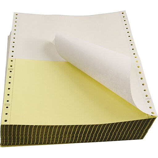 Staples Computer Paper, 9 1/2" x 5 1/2", White/Canary, 2 Part Staples