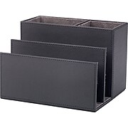 Staples® All In One Desk Organizer, Faux Leather, Black
