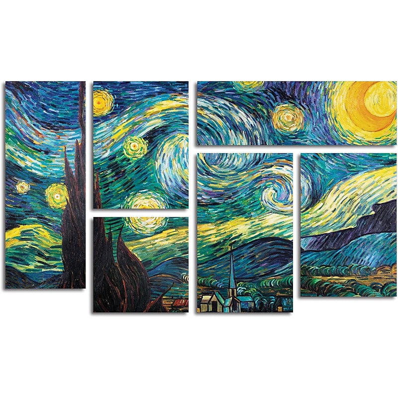 Vincent van Gogh 'Starry Night' Gallery-Wrapped Canvas Art, 6-Panel Set image 1