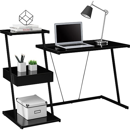 Shop Staples For Tribeca Black Glass Desk