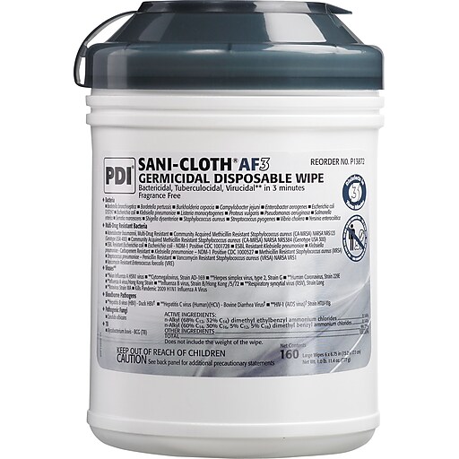 PDI® SaniCloth AF3 Germicidal Disposable Wipe (alcohol free), 160 Wipes/Pk, 12/Ct Staples