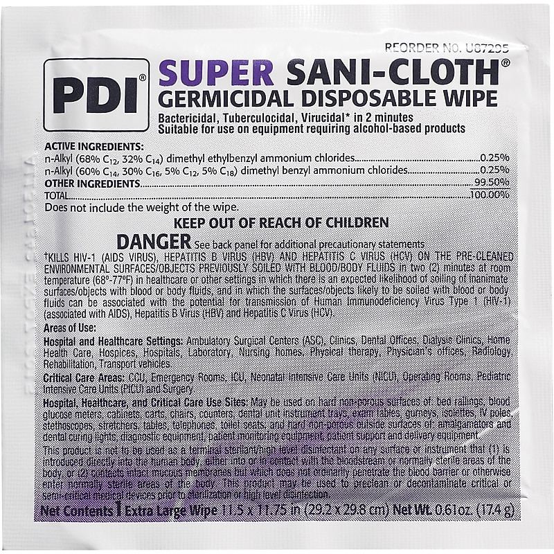 PDI Super Sani-Cloth Disinfecting Wipes, Clean Scent, 50 Wipes/Container, 3/Carton (U87295) image 1