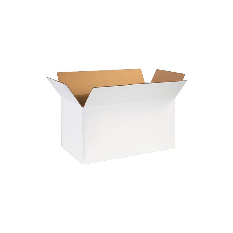 24" x 12" x 12" Shipping Boxes, 32 ECT, White, 250/Pallet (241212WPL) image 1