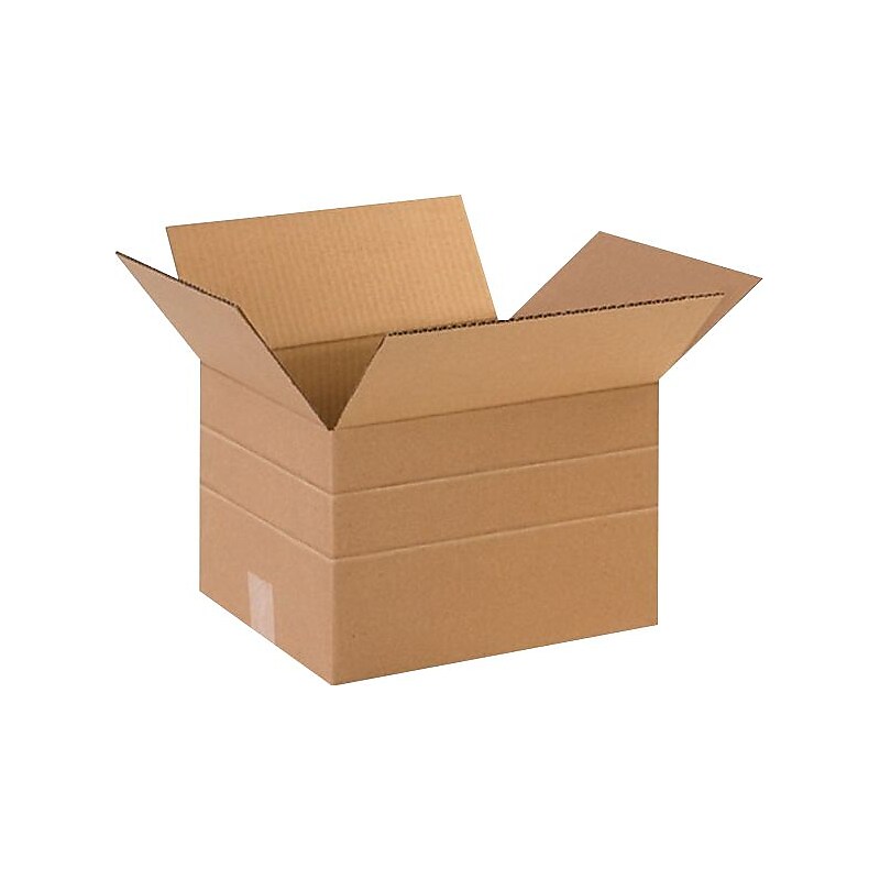 12" x 10" x 8" Multi-Depth Shipping Boxes, Brown, 500/Pallet (MD12108PL) image 1