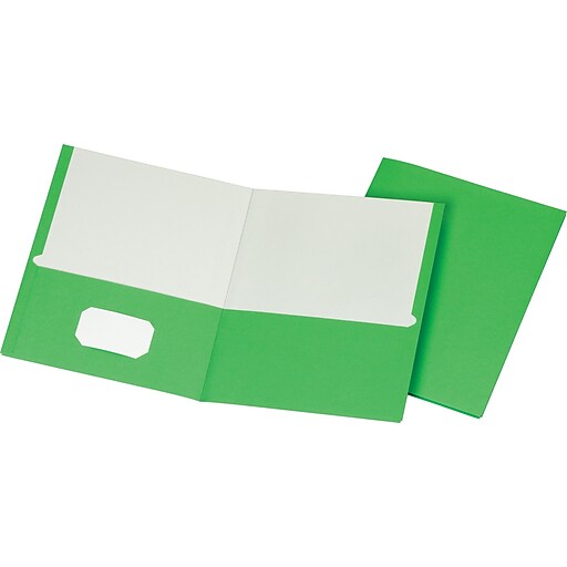 Staples School Grade 2 Pocket Folder, Green, 25/Box (50753/27533CC