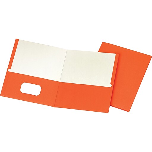 Staples® School Grade 2 Pocket Folder, Orange, 25/Box Staples