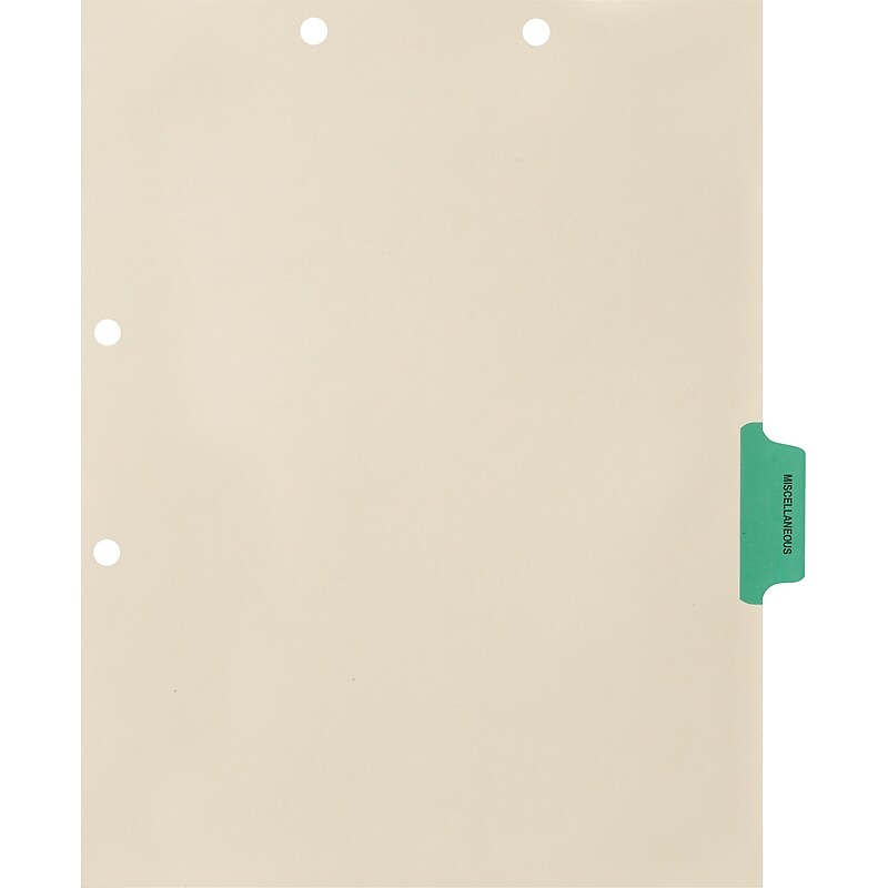 Medical Arts Press® Position 4 Colored Side-Tab Chart Dividers, Miscellaneous, Lt. Green image 1