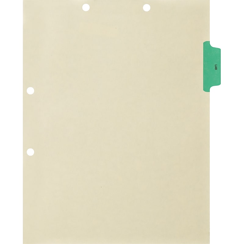 Medical Arts Press® Position 2 Colored Side-Tab Chart Dividers, Lab, Lt. Green image 1
