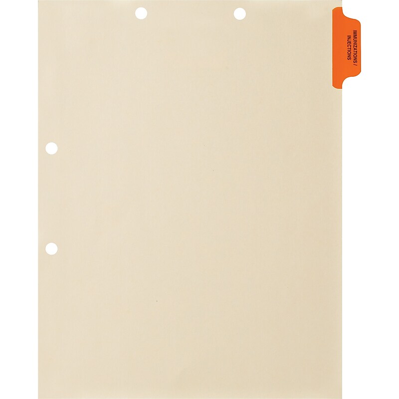 Medical Arts Press® Position 1 Colored Side-Tab Chart Dividers, Immunization/Injections, Orange image 1
