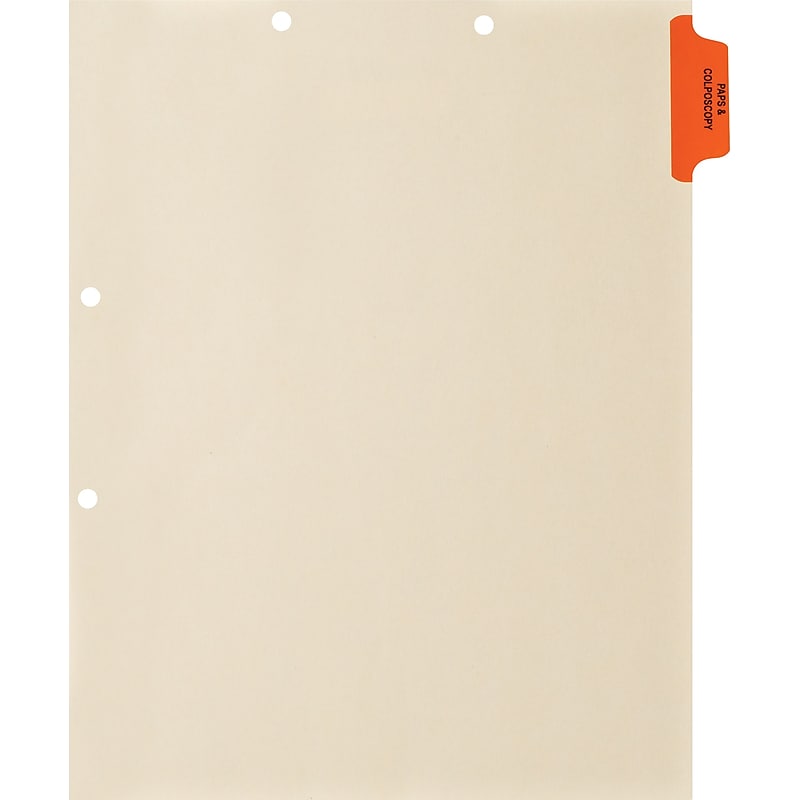 Medical Arts Press® Position 1 Colored Side-Tab Chart Dividers, Pap & Colposcopy, Orange image 1