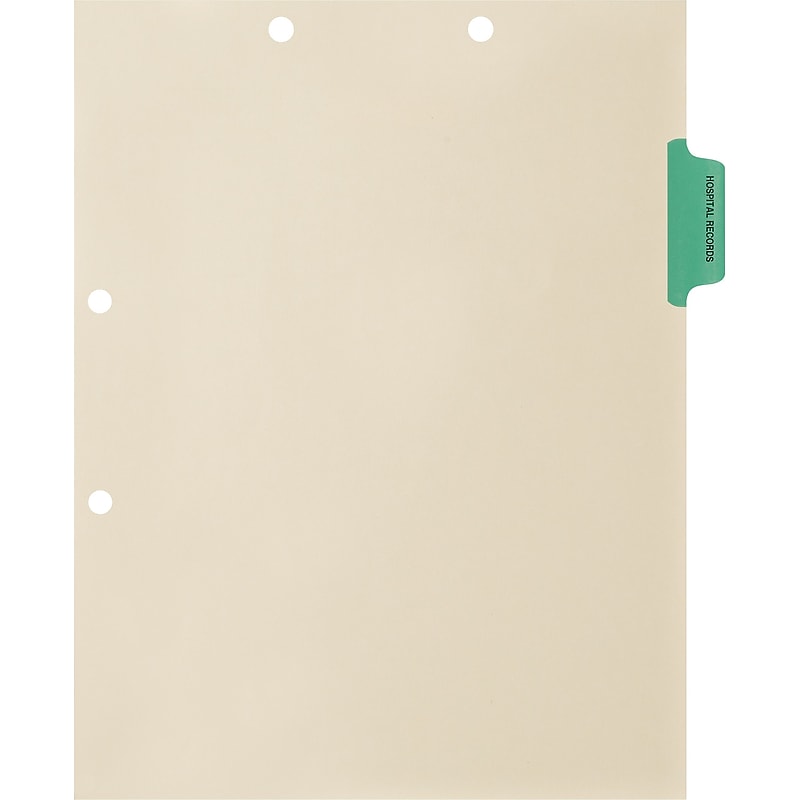 Medical Arts Press® Position 2 Colored Side-Tab Chart Dividers, Hospital Records, Lt. Green image 1