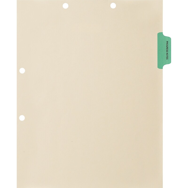 Medical Arts Press® Position 2 Colored Side-Tab Chart Dividers, Progress Notes, Lt. Green image 1