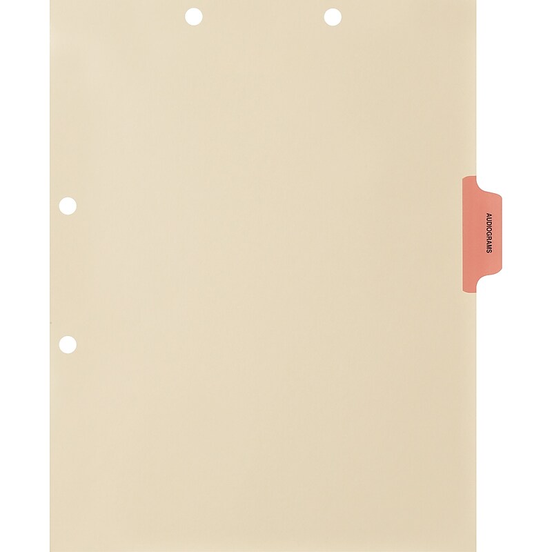Medical Arts Press® Position 3 Colored Side-Tab Chart Dividers, Audiograms, Pink image 1