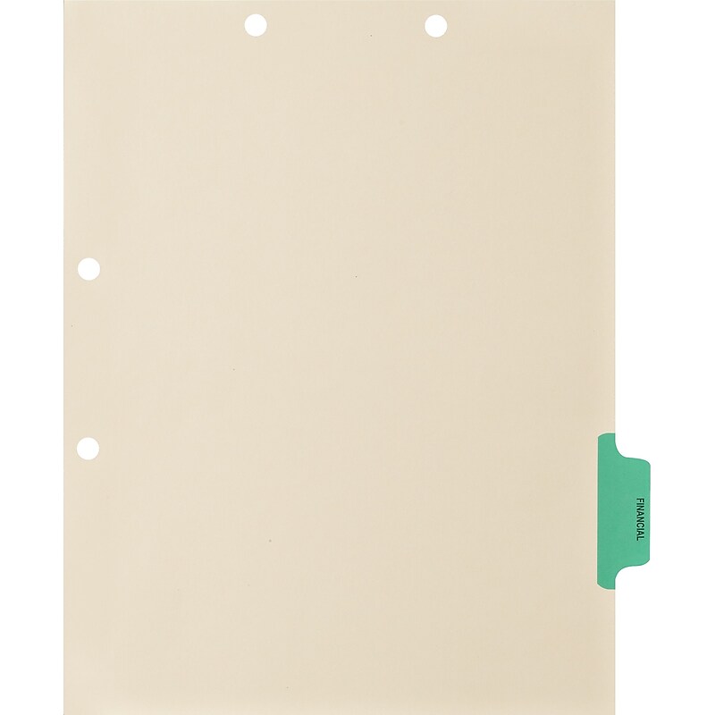 Medical Arts Press® Position 5 Colored Side-Tab Chart Dividers, Financial, Lt. Green image 1