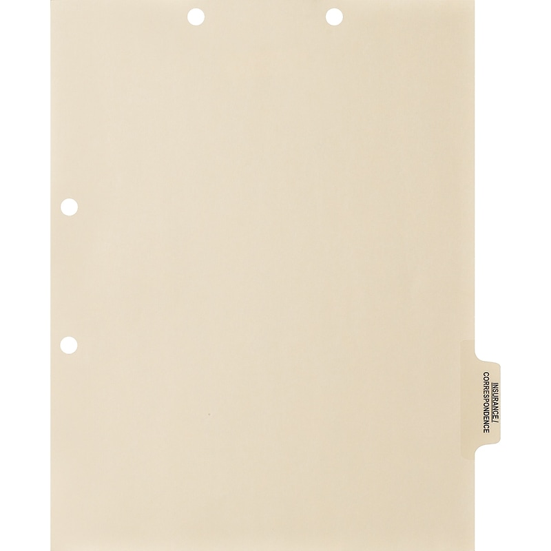 Medical Arts Press® Position 5 Colored Side-Tab Chart Dividers, Insurance/Correspondence, Clear image 1