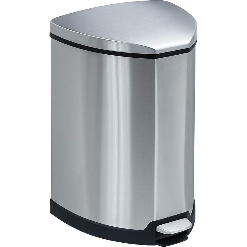 Safco Stainless Steel Step Trash Can, 4 Gallon, Black (9685SS) image 1